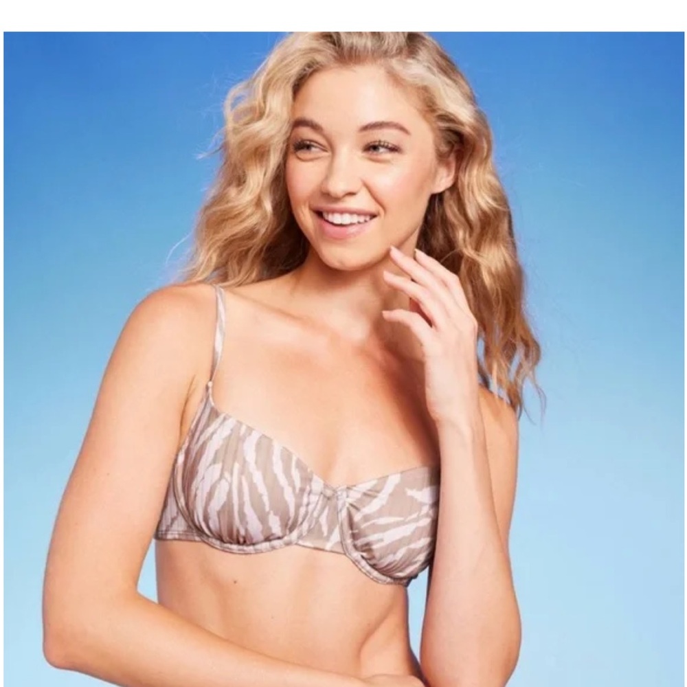 Wild fable neutral animal print swim bra underwire size 18 new
